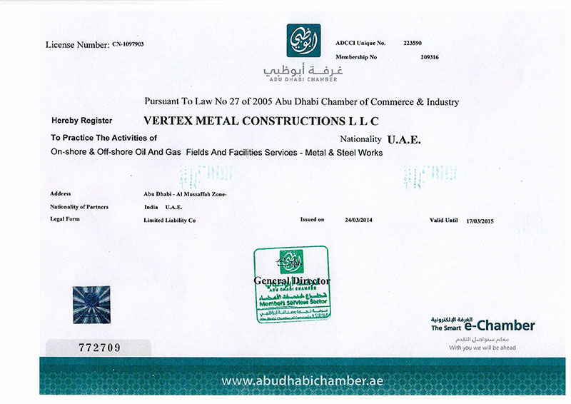 Accreditations And Affiliations Of Vertex Metal Construction LLC 